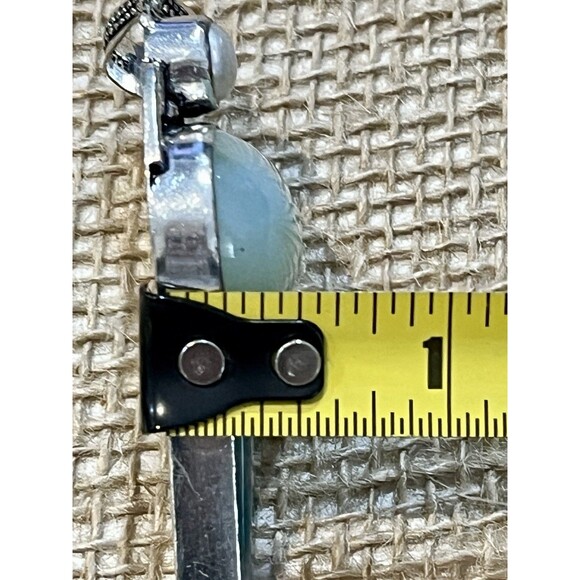 Artisan Signed Larimar & Pearl Sterling Silver Pendant Boho Southwestern - Picture 10 of 10